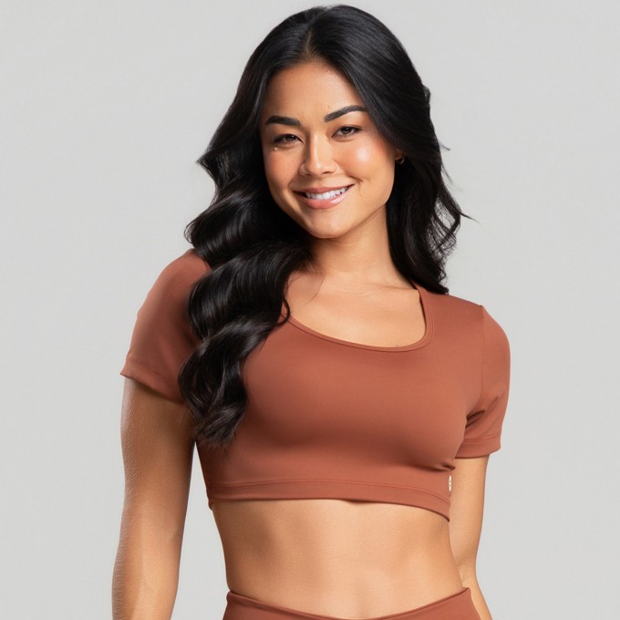 Top Cropped Wave Marrom