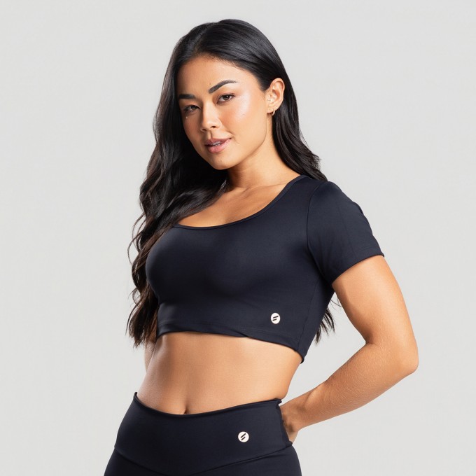 Top Cropped Wave Preto