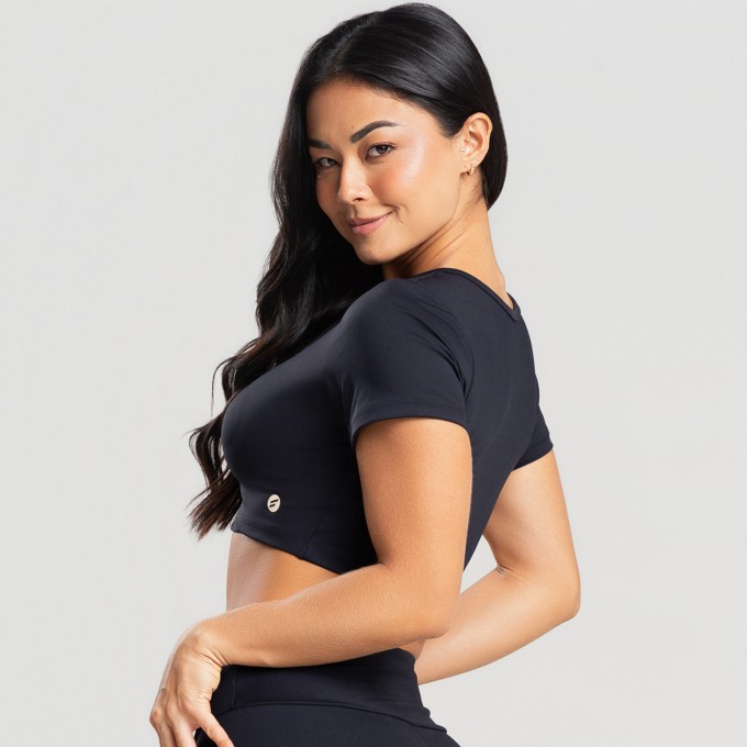 Top Cropped Wave Preto